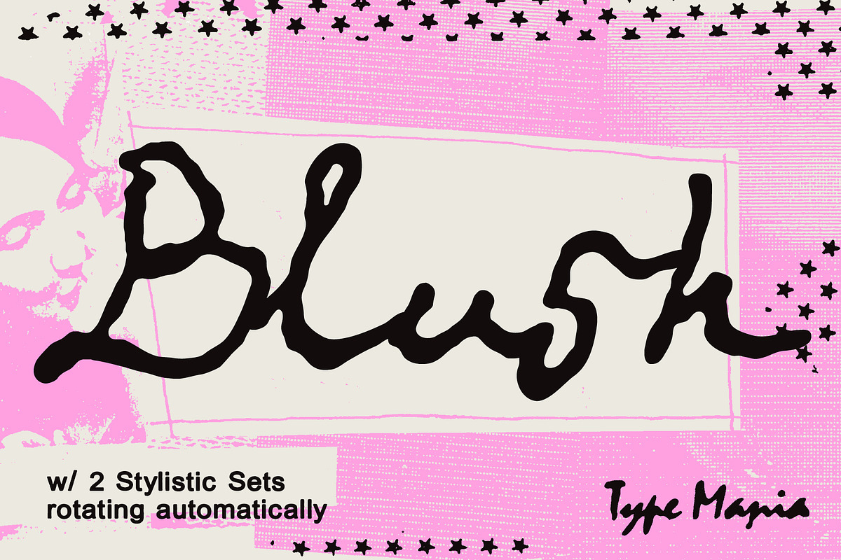Blush TM – Messy Dynamic Script, a Handwritten Font by Type Mania (Photo 1 of 12)