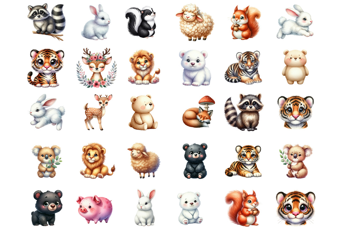 Watercolor Woodland Animals Clipart, an Illustration by Designworld (Photo 2 of 5)