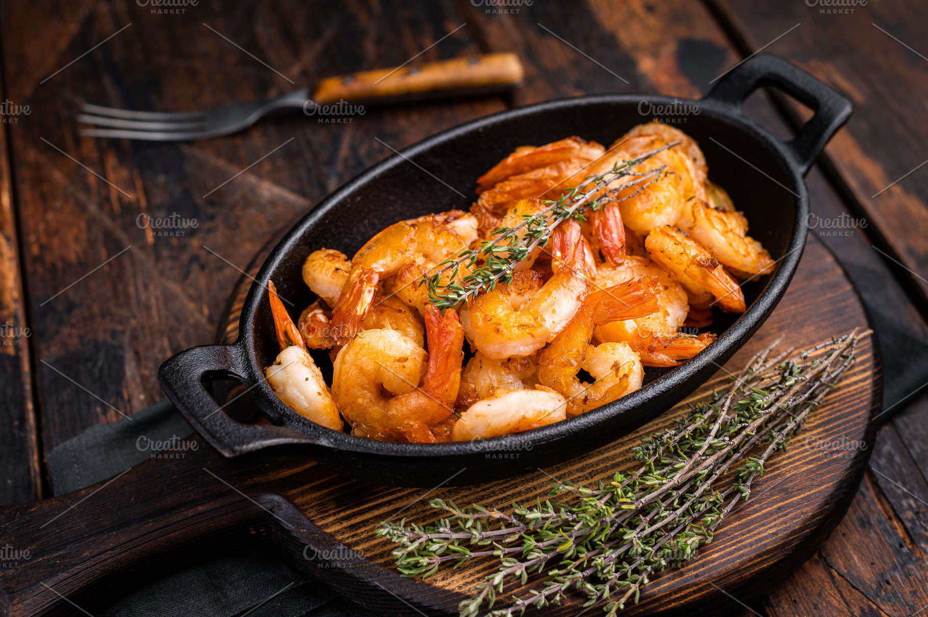 Deliciously seasoned grilled shrimp prawns with vibrant colors,, a Food & Drink Photo by composter-box@mail.ru