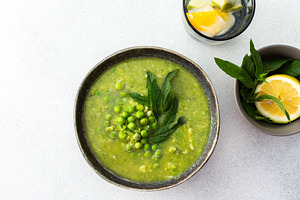 Creamy broccoli and green pea soup, a Food & Drink Photo by Pundateam