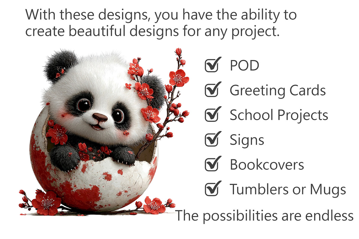 Whimsical Easter Panda Clipart, an Illustration by Pixels.Craft (Photo 3 of 5)