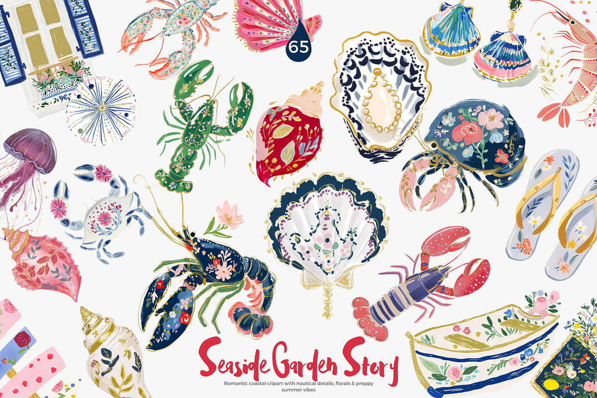 Preppy coastal clipart png set, a Decorative Illustration by Patishop Art (Photo 1 of 12)