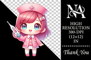 Cute Pink Nurse PNG Clipart, a Seasonal Illustration by RobertsArt (Thumbnail 5 of 6)
