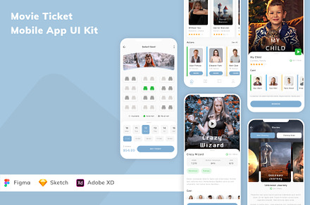 Movie Ticket Mobile App UI Kit, an UI Kit Template by Betush