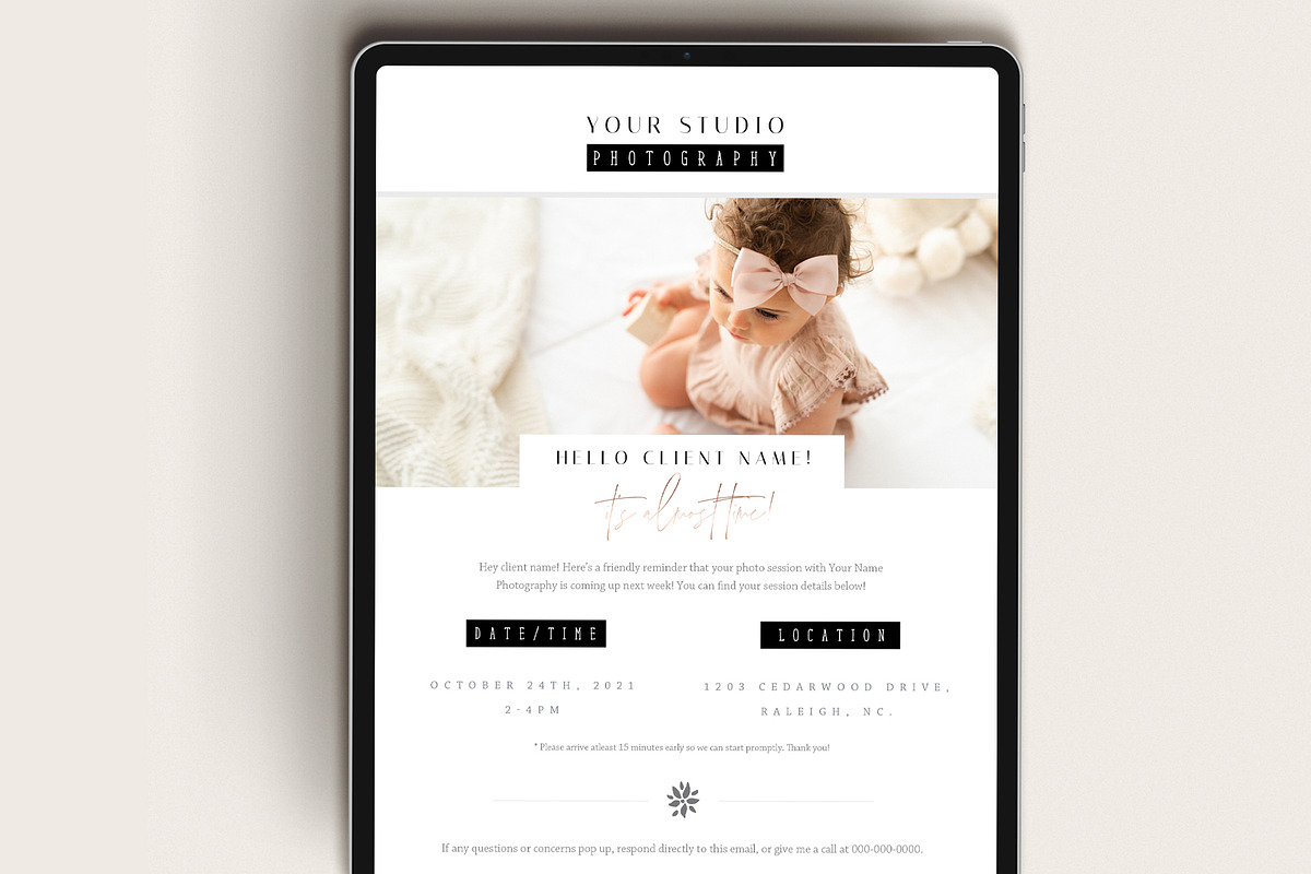 Session Reminder Email Template, an Email Template by By Stephanie Design