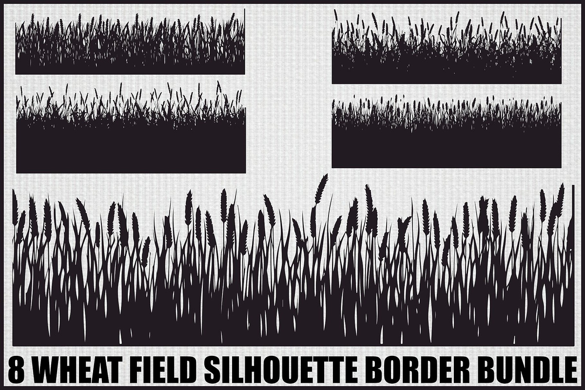 Rustic Wheat Field Vector Borders, an Illustration by hafijul (Photo 1 of 9)