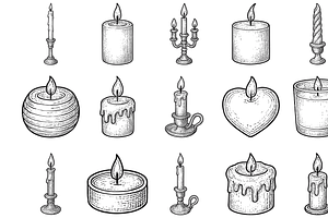Candle Icon Collection, an Object Graphic by nikagraphic