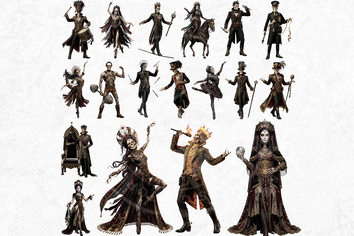 The Bone Circus Characters Cliparts, a Decorative Illustration by ThatsDesignArt (Photo 4 of 11)
