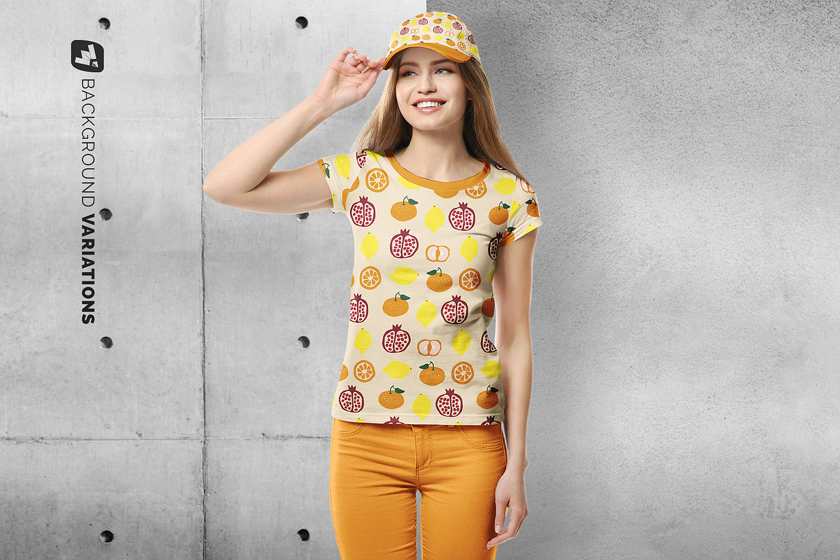 Women's Tshirt With Cap Mockup, a Shirt Mockup by Designertale (Photo 6 of 12)