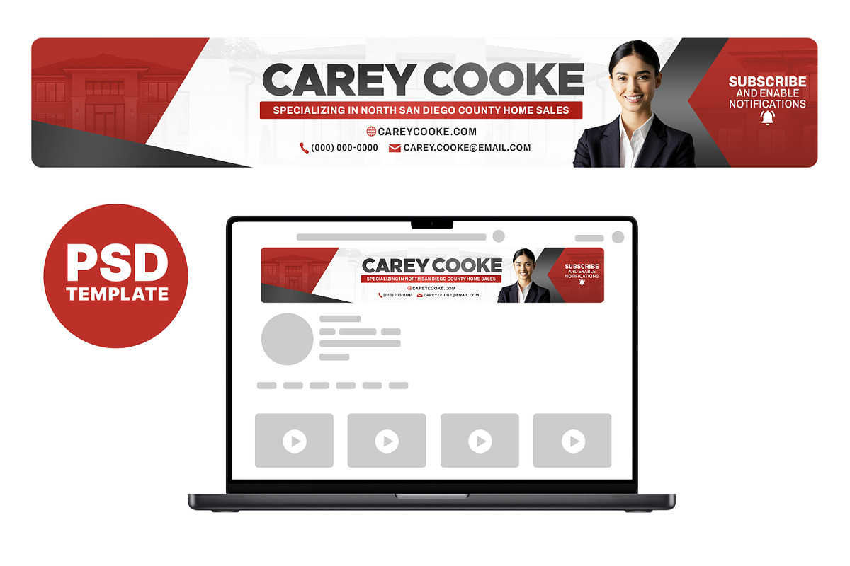 Real Estate Realtor YouTube Banner, a Social Media Template by Vaughn Studios (Photo 1 of 5)