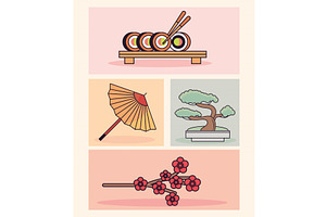 icon set, japanese culture, an Object Illustration by studiogstock