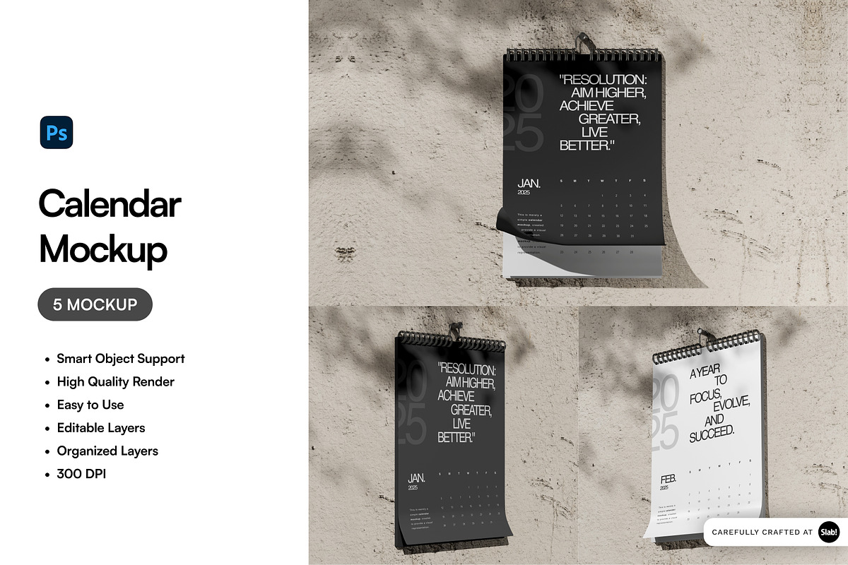 Calendar Mockup, a Merchandise Mockup by SLAB! Design (Photo 1 of 8)