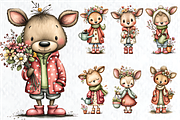 Whimsical Spring Deer Clipart, a Seasonal Illustration by HueNestify (Thumbnail 2 of 3)