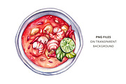 Tom Yum Soup + Ingredients, a Food Illustration by Olga Olmix (Thumbnail 3 of 5)