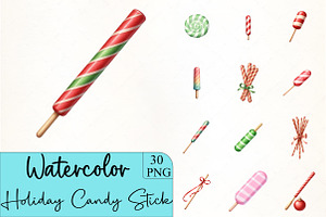 Holiday Candy Stick Clipar, an Illustration by CrexoraLab