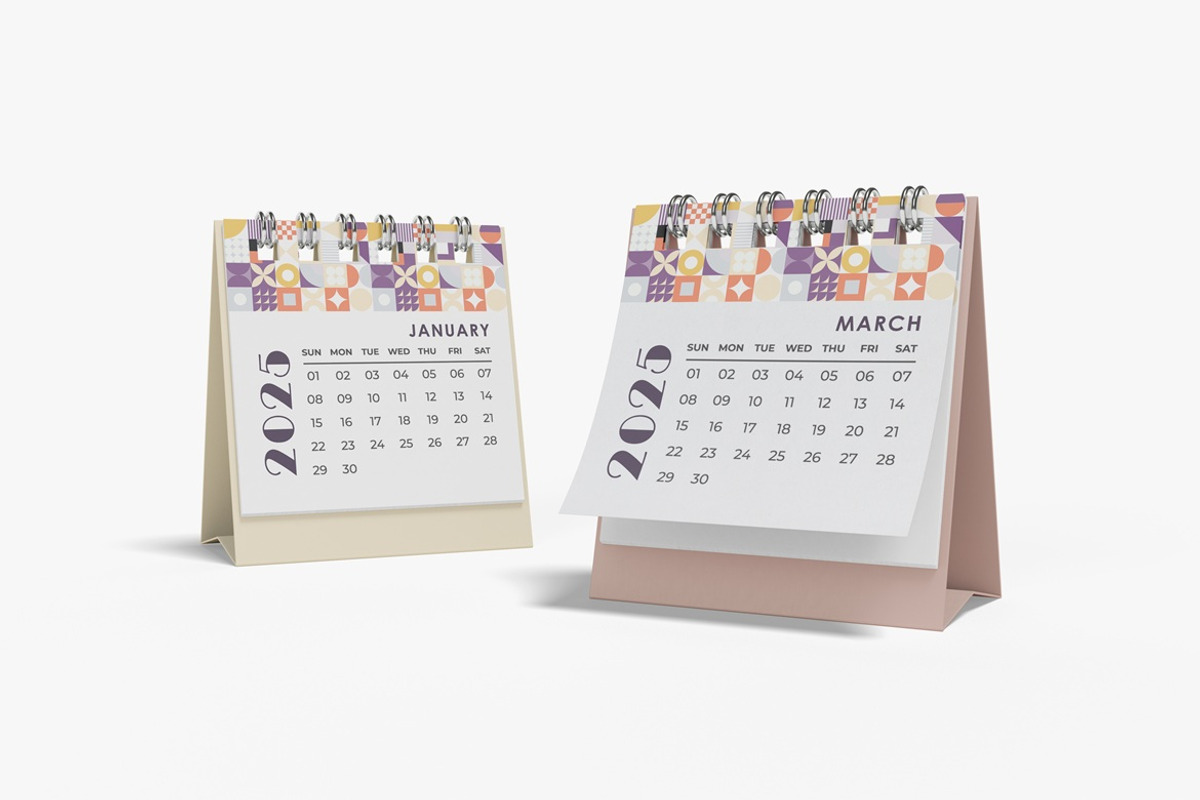 Desk Calendar Photoshop Mockup, a Books & Magazine Mockup by Graphic Deal (Photo 3 of 8)