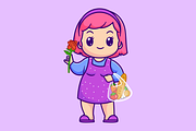 Cute Woman Shopping Grocery Cartoon, a Person Illustration by Catalyst Labs (Thumbnail 1 of 3)
