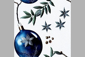 Blue Christmas Decorations. Seamless