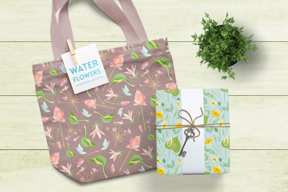 Wetland floral watercolor patterns, a Pattern Graphic by Piñata (Photo 8 of 8)