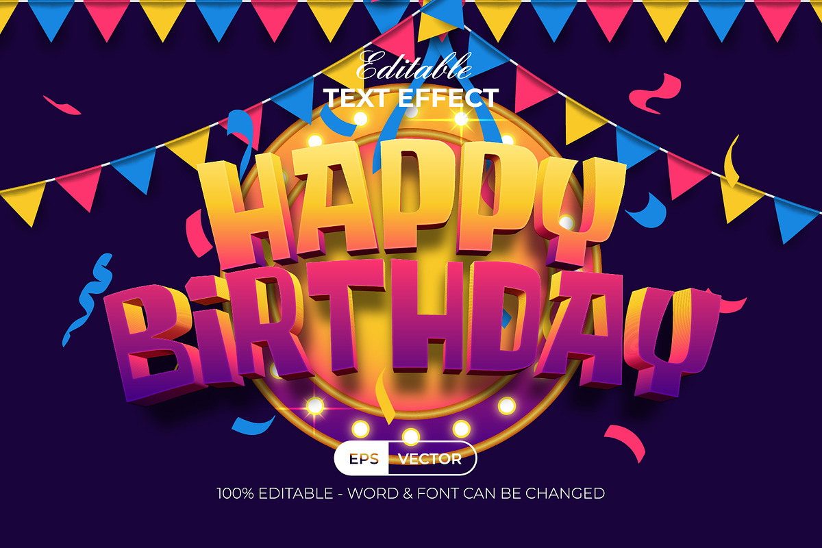 Happy Birthday Text Effect 3D Style, a Layer Style Add-On by Mockmenot (Photo 1 of 3)