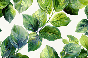 Spring Leaf Seamless Background Patt, a Photo by LOGOCREATIVE