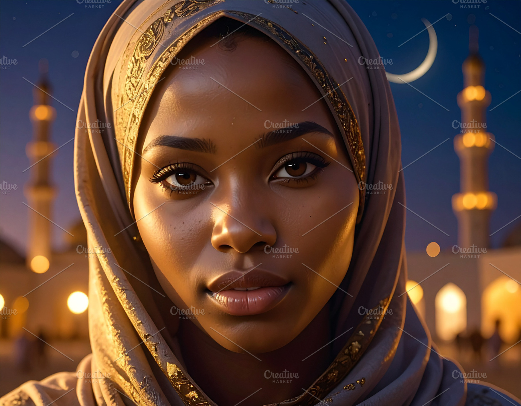 Serene ramadan prayer closeup shot portrait, a Person Photo by DanFLCreativo