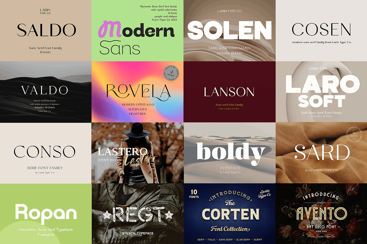 Exclusive Font Bundle, a Sans Serif Font by Larin Type Co. (Photo 5 of 15)