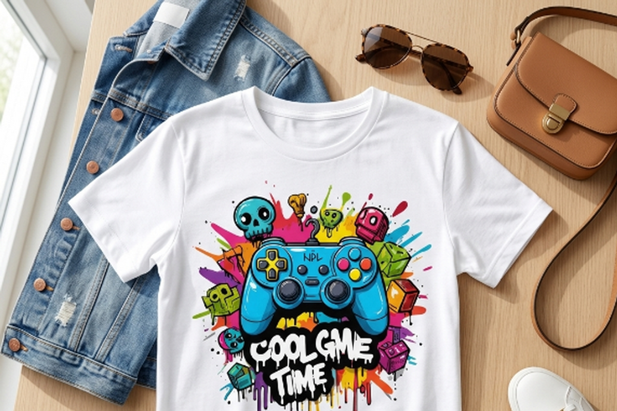 Cool Game Time Controller Art, a Shirt Mockup by Vector Stall (Photo 2 of 14)