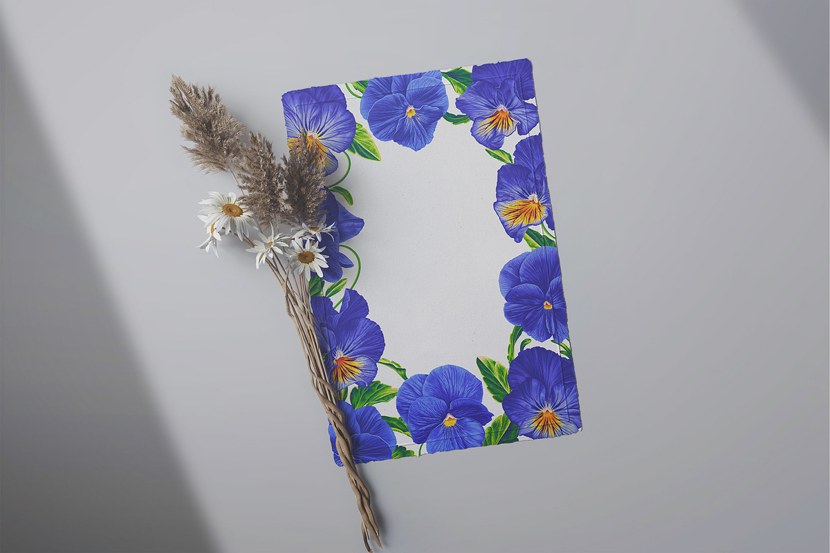 Blue Pansies Vector Set, an Illustration by MarynaPetrovska (Photo 12 of 15)