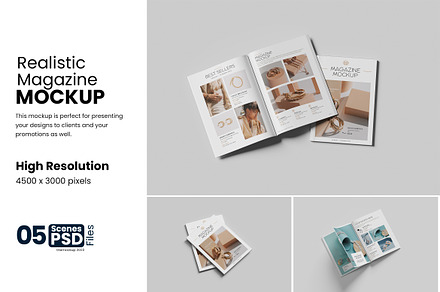 Realistic Magazine Mockup, a Books & Magazine Mockup by bimockup