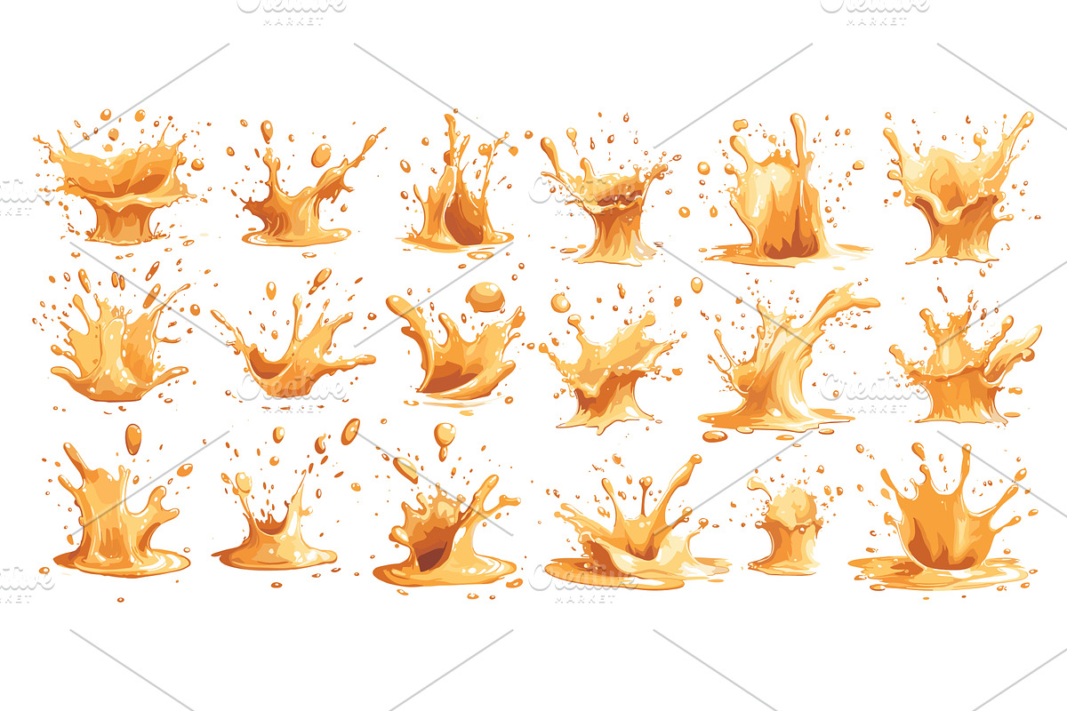 Splash of Liquid Cartoon Style Icons, an Illustration by LadadikArt