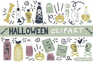 Halloween retro clipart purple