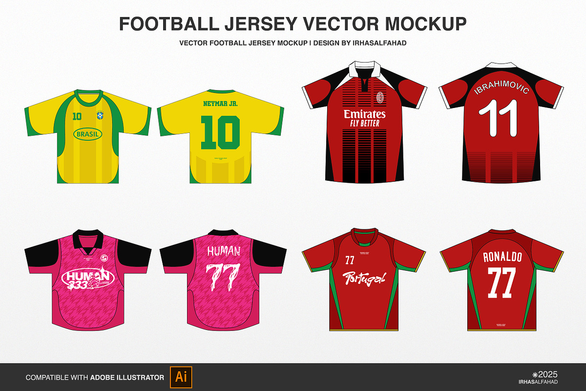 Vector Mockups Football Jersey, a Shirt Mockup by Irhasalfahad (Photo 6 of 8)