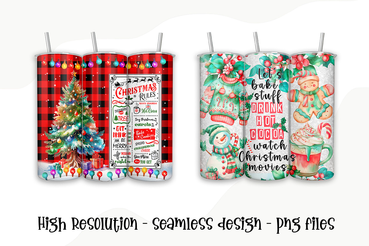 4 Christmas Tumbler Wraps Bundle PNG, a Pattern Graphic by TumblerArtDS (Photo 2 of 3)