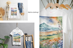 Watercolor Mountain Landscapes Set 4