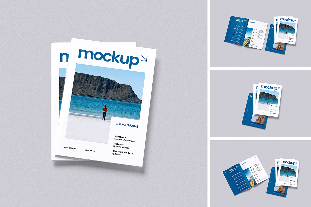 Realistic A4 magazine Mockup, a Books & Magazine Mockup by Pikachudesign