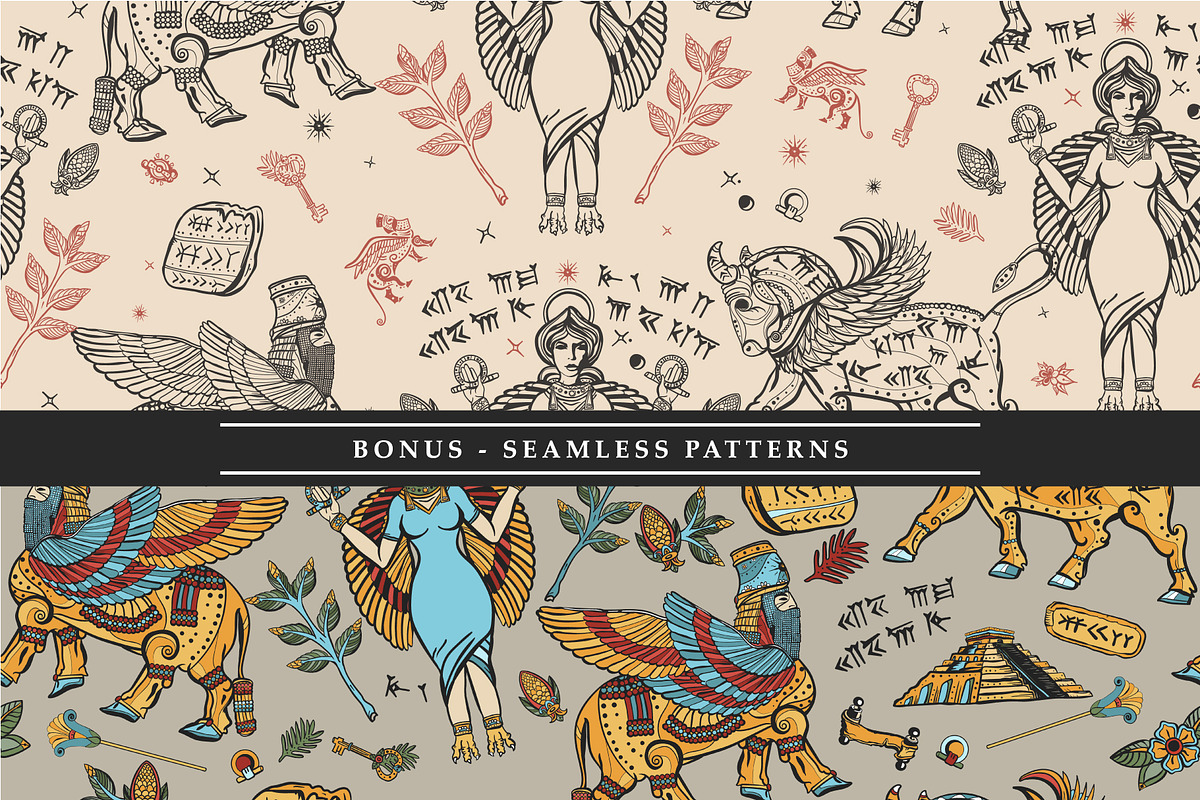 Sumerians old school tatttoo, a Background Graphic by intueri (Photo 5 of 7)