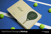 Padel Racket Packaging Mockup, a Cups & Container Mockup by graphicook (Thumbnail 1 of 4)