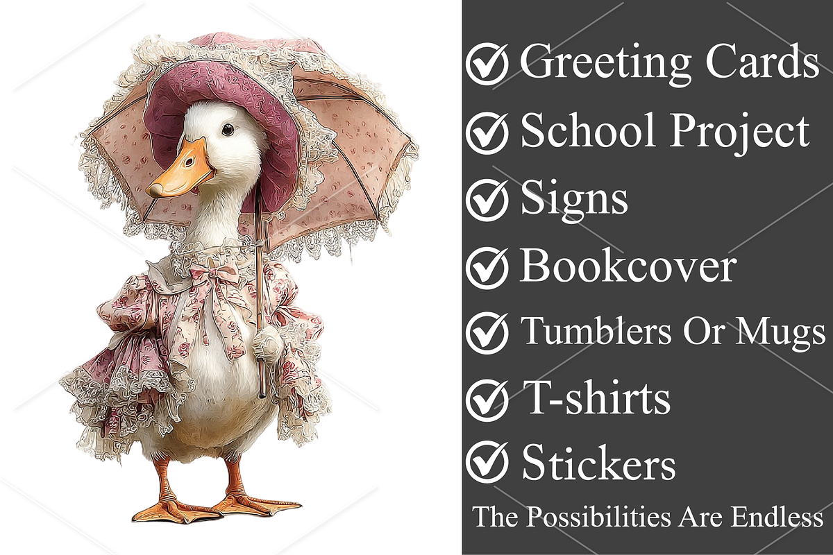 Watercolor Coquette Goose Clipart, a Seasonal Illustration by Canvas Craft (Photo 3 of 6)