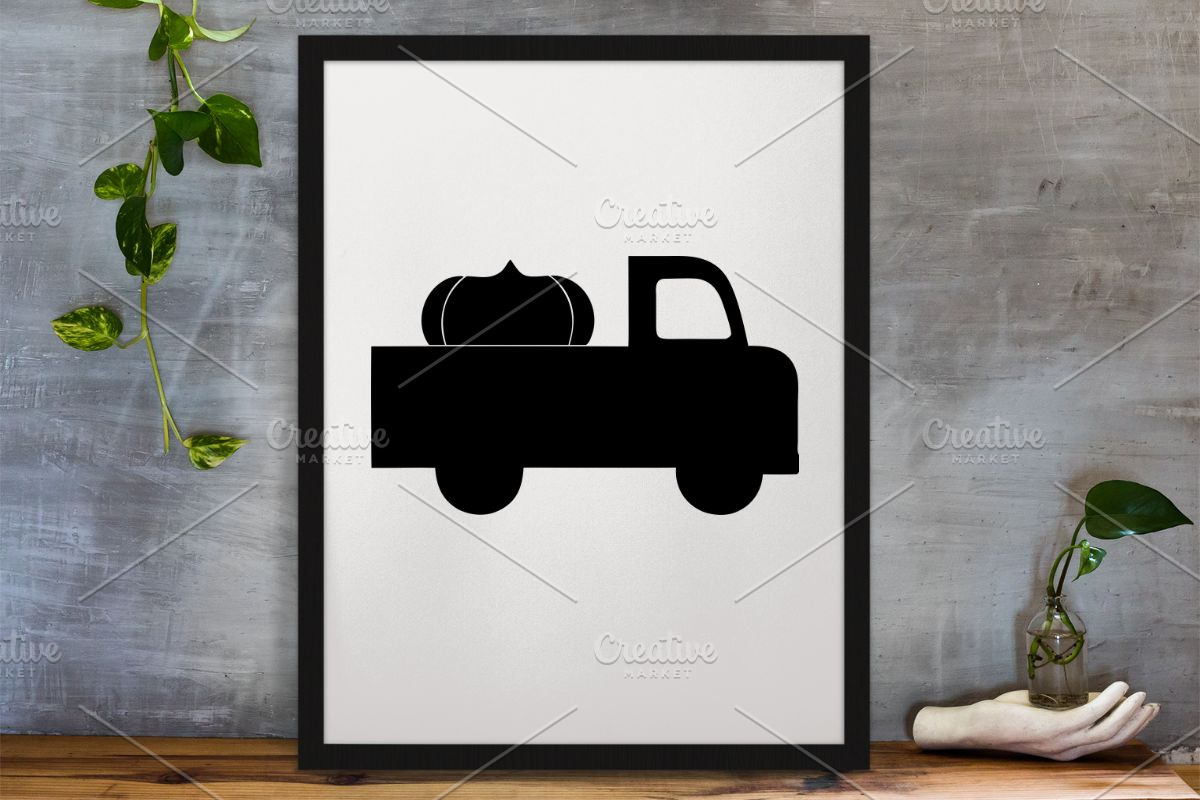 Farm Trucks with Pumpkins Silhouette, a Transportation Illustration by newminddesign (Photo 3 of 3)