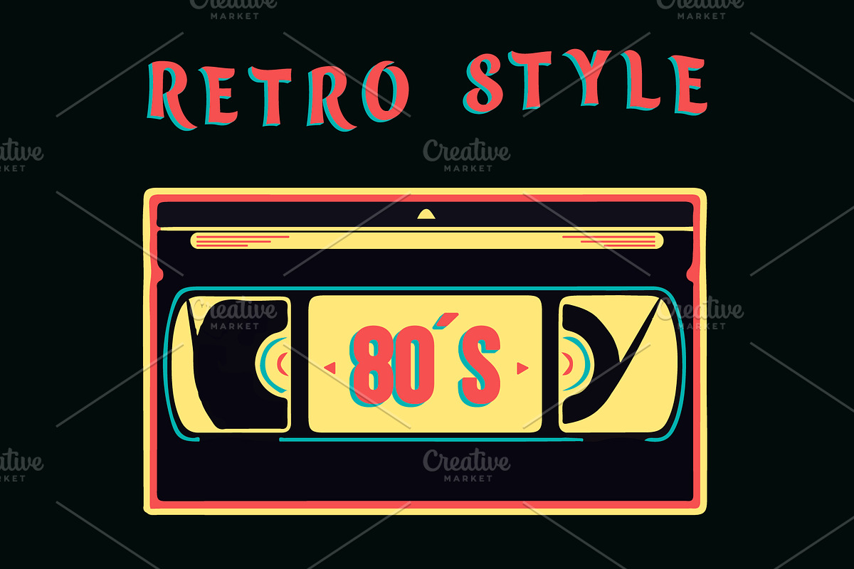 Retro VHS Video Cassette Vector, an Object Illustration by Den Marty Studio