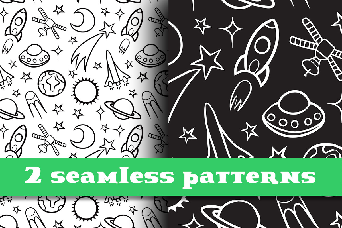 Space seamless patterns, a Pattern Graphic by Nata Savina Art
