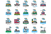 80 Transportation Icons | Aesthetic, an Outline Icon by Flat Icons (Thumbnail 4 of 8)