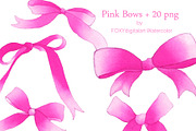 Watercolor Pink Bow Ribbon Clipart, an Illustration by FOXYdigitalart (Thumbnail 4 of 4)