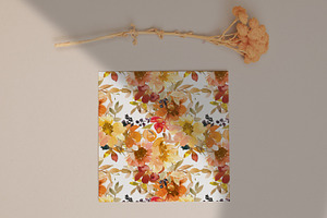 Watercolor Fall Floral Clipart