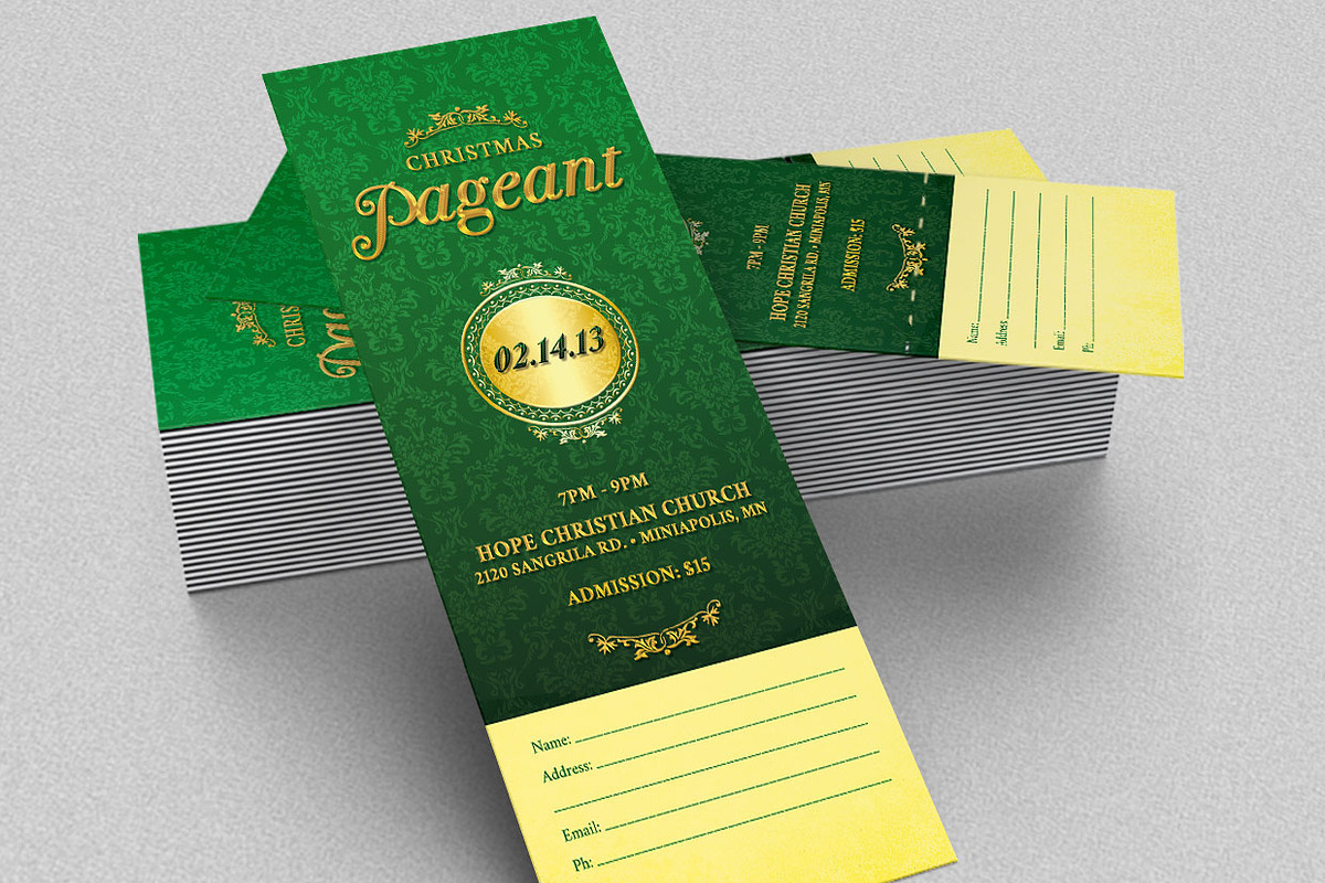 Christmas Pageant Ticket Template, a Templates & Theme by Godserv Designs (Photo 1 of 3)