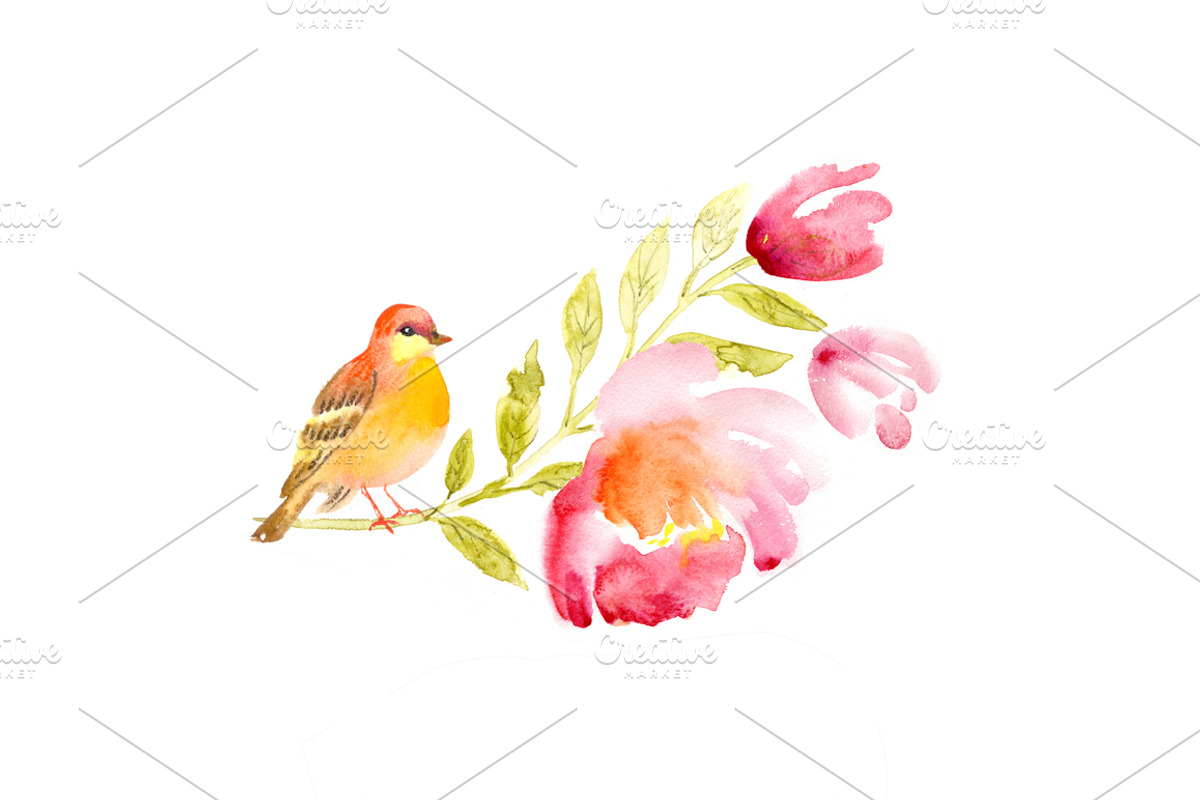 Watercolor Floral Clip Art, an Illustration by Anna Guz's Store (Photo 5 of 9)