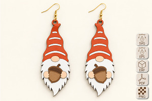 Gnome Earrings Laser Cut SVG