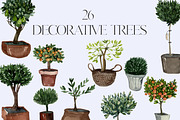 SALE! Watercolor DECORATIVE TREES, a Decorative Illustration by Julia Bogdan (Thumbnail 1 of 4)