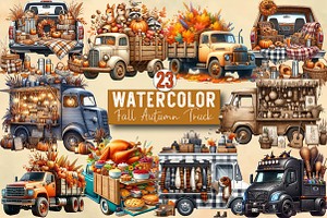 Fall Autumn Truck  Sublimation Clipa, an Illustration by SVGArt